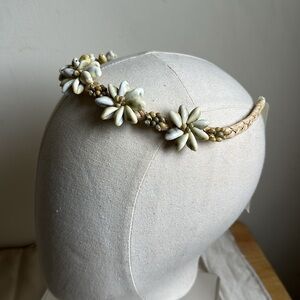 Vintage Girls Headdress Floral Shells Handmade Bridesmaid Crown Headpiece